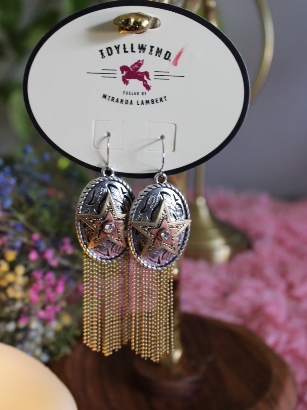 Idyllwind Miranda Lambert Two-Tone Star Fringe Drop Earrings - Gold and Silver